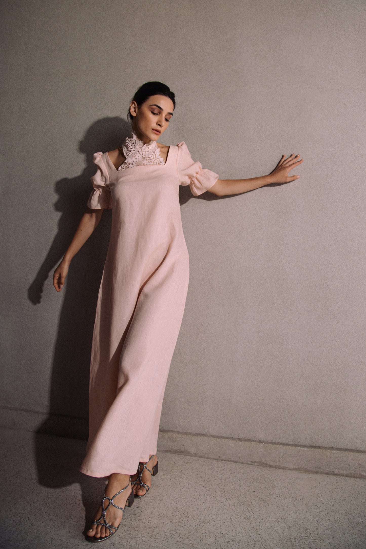 halter neck linen kaftan